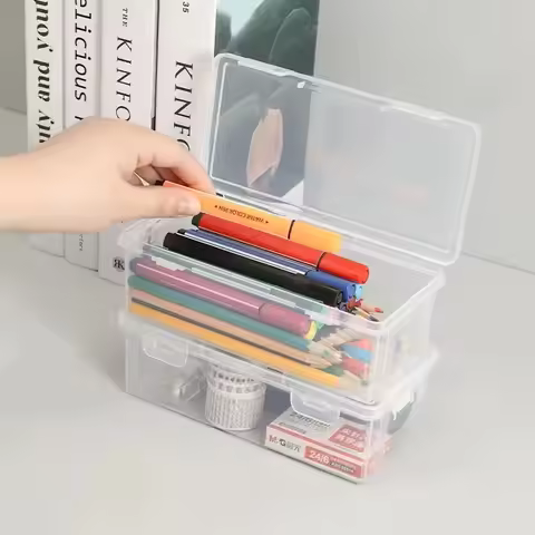 Large Capacity Transparent Stationery Case Pencil Storage Colour Pencil Storage Crayon Painting Sket