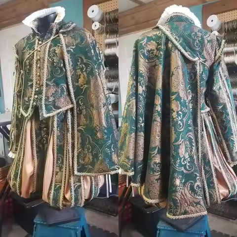 New Historical Tudor Elizabethan Costume Uniform Tudor Kings Henry VIII Green Outfits With Cape Belt