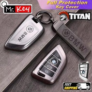 【Mr.Key】Titanium Gray Soft TPU Car Remote Key Case Cover Shell Fob for BMW X1 X3 X5 X6 X7 1 3 5 6 7 Series G20 G30 G11 F15 F16 G01 G02 F48 Accessories