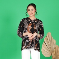 BATIK TRUSMI Atasan Wanita Blouse Batik Mega Mendung Kombinasi Tara