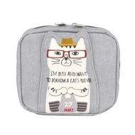 Kusuguru Japan 小物收納包 血拚狂歡季 NEKOMARUKE貓丸化妝包-灰