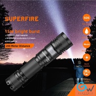 [Full Set] SuperFire A12 15W LED USB Rechargeable Waterproof Flashlight (Battery & USB cable)