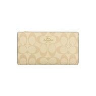 [Coach] Wallet (Long Wallet) FC8714 C8714 Light Khaki X Chalk Luxury Signature PVC Leather Slim Zipper Wallet Women [Outlet Product] [Brand]