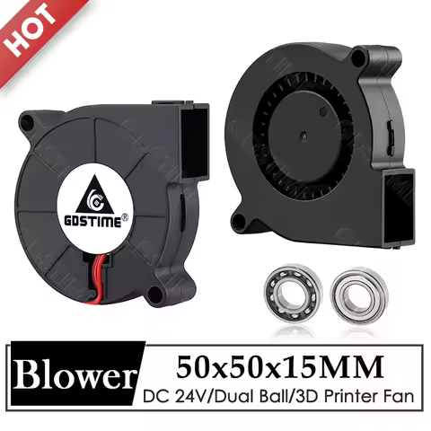 Gdstime 5015 Blower Fan 24V 12V 5V 50MMx15MM Turbine Radial Fan 5015 Dual Ball High Speed Cooler for