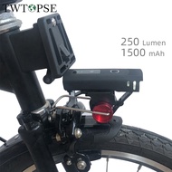 TWTOPSE Cycling Smart Bike Bicycle Lights With Holder Rack For Brompton Folding Bike Bicycle Head Front Light Lamp USB 3SIXTY PIKES Dahon 412 P8 Fnhon V Brake 1500MAH LED Lamp