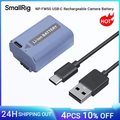 SmallRig NP-FW50 USB-C Rechargeable Camera Battery for Sony ZV-E10 / Alpha 6400 / A6500 / A7S II / A