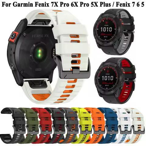 26mm 22mm Quickfit Watchband For Garmin Fenix 7X Pro 6X Pro 5X Plus Instinct 2X Silicone Wrist Band 