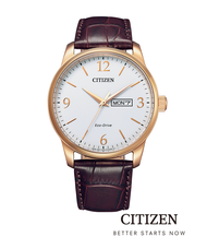 CITIZEN นาฬิกาข้อมือผู้ชาย Eco-Drive BM8553-16A Leather Men's Watch (พลังงานแสง )