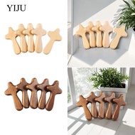 [YIJU] 5 Pieces Handheld Crosses Pocket Prayer Crosses Wooden Clinging Palming Crosses Pinewood Memo