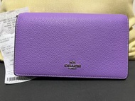 [全新現貨有單］Coach Anna Foldover Clutch Crossbody Pebble Leather Purple (Iris)/ Coach 紫色Wallet on Chain (