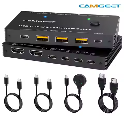 NEW USB C KVM Switch 2 PC 2 Monitors, KVM Switch Dual Monitor HDMI for 2 Laptops, 2 USB C MST Port,K