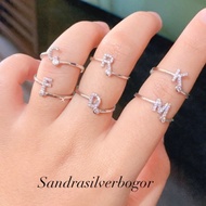 925 Silver Letter Ring with White Gold Plated - 925 Silver Initial Ring