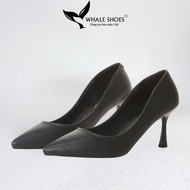 Women's 7cm High Heels with pointed toe, elegant matte leather, suitable for parties, events, weddin