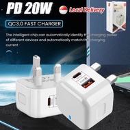 20W USB-C Power Adapter PD Fast Charger Plug Dual Port USB+Type-C Universal Charge Adapter