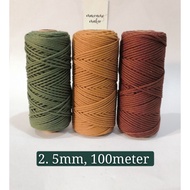 2.5mm Macrame Core Rope / Macrame Cord /Handmade Bag Cotton Rope/Weaving/Benang/纯绵包芯绳-大地色