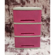 3layer Native Rattan Durabox Durable Plastic Rattan Drawer Home and Wardrobe Organizer Storage Box