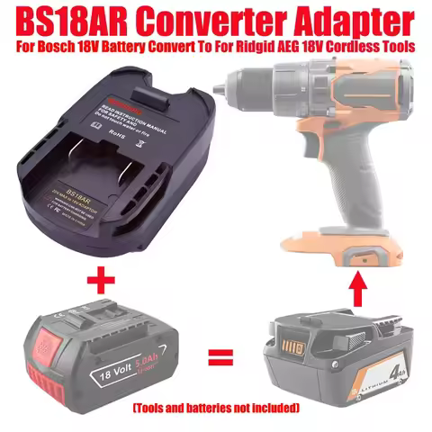 ALASICKA BS18AR Battery Adapter for For Bosch 18V Li-ion Battery Convert To Work for RIDGID/AEG 18V 
