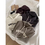 473 HYK SHOP🇲🇾 Vintage Letter Patch Hoodie Women | Loose Thin Pullover Sweatshirt | Baju Hoodie Wani