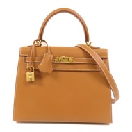 HERMES Epsom皮革Kelly 25金扣手挽肩背兩用袋Gold