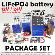 Package set lifepo4 for 12V / 24V solar system rechargeable lithium ion phosphate battery BMS charge