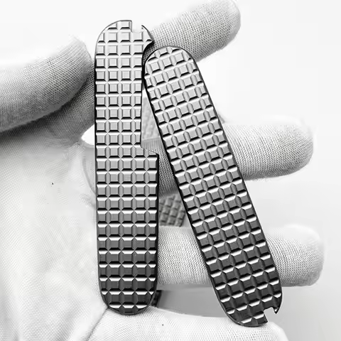 New Titanium Alloy 91mm Swiss Knife Handle Patch, Modified Checkered pattern TC4 Patch for 91mm Swis