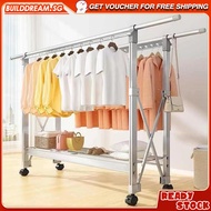 Foldable / Movable Aluminium Alloy Clothes Rack Drying Rack Laundry Rack Single / Double Pole Clothes Hanger Stand Organizer Hanger