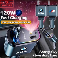 BMW Car Charger USB Fast Charge Type-C/IOS Adapter Starry Sky Atmosphere Lamp Car Charging For Z4 E8