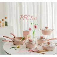 Neoflam FIKA Ceramic Non-Stick Frying Pan – Pink, Imported from Korea,Pink Single-Handle 18cm Milk P