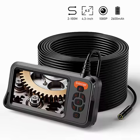 Industrial Endoscope 4.3'' IPS Screen Car Pipe Sewer Inspection Borescope 8MM Probe Waterproof Snake