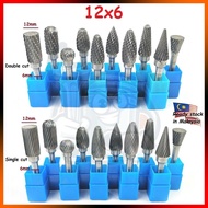 12x6mm Tungsten Carbide Burr 6mm Single Cut Double Cut Rotary Porting Tool Mata Porting Mata Korek