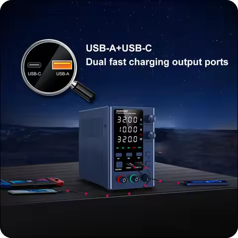 32V 5A 10A Adjustable Lab Power USB/type-C Dual Interface Quick Charge Function M1 M2 M3 Three Group