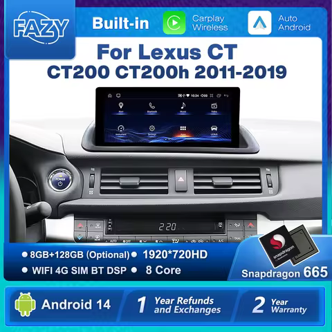 FAZY Android 14 Wireless Auto Carplay For Lexus CT CT200 CT200h 2011-2019 Navigation 4G Car Stereo R