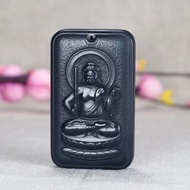 秒殺價 天然新疆和田玉墨玉不動明王吊墜 玉質細膩溫潤