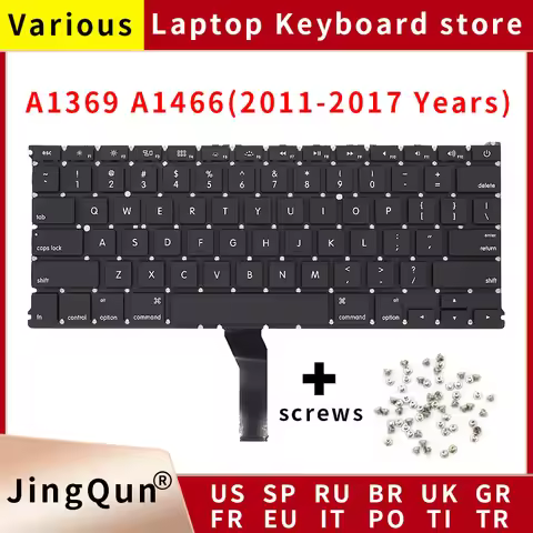 US/UK/RU/GR/FR/SP/BR/IT/PT/PO/TR/TI Laptop Keyboard For Apple Macbook Air 13.3 A1369 A1466 MC503 MC5
