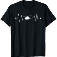 Men's cotton T-shirt Helicopter Heartbeat Funny EKG Pilots And Aviation Gift Men T-Shirt High qualit