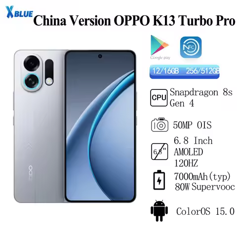 OPPO K13 Turbo Pro Battery 7000mAh 80W SuperVOOC Display 6.8 Inch AMOLED 120Hz 50MP OIS Snapdragon 8
