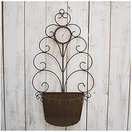 American Retro Paint Rust Color Garden Decoration Garden Wall Wall Decoration Wrought Iron Flower Stand Ornaments FENPING (Color : Black)