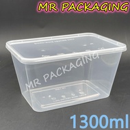 1300ml Rectangular Plastic Disposable Food Container [ 50sets± ] Rectangle Food Box Container 1300 m