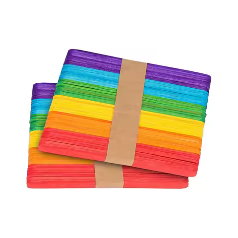 100Pcs Colorful Wooden Craft Stick 4Size Wooden Lollipop Stick Mini Wood Craft Sticks Set for DIY Pa