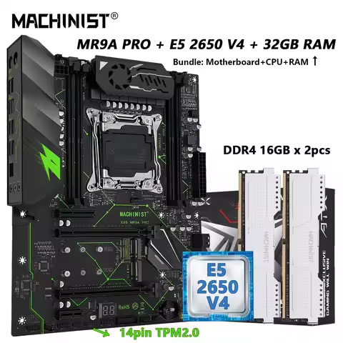 MACHINIST MR9A PRO X99 new Motherboard combo tpm2.0Xeon E5 2650 V4 CPU And DDR4 32GB RAM Optional Se