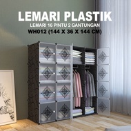 Lemari Plastik 16 Pintu + 2 gantungan lemari plastik ukuran jumbo lemari gantungan gamis panjang lem