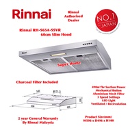 Rinnai Slim Hood RH-S65A-SSVR 60cm Slim Cooker Hood - Recirculation with Charcoal Filter