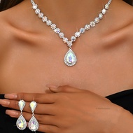 ผู้หญิง 2 ชิ้นสร้อยคอต่างหูชุด Hypo-allergenic พราวสร้อยคอและต่างหูสำหรับครบรอบของขวัญวันแม่ 5LA-lcl