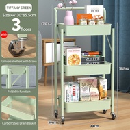 Kitchen Shelf Movable Storage Cart / 3 Tier Multi-functional Trolley / Foldable Metal Trolley / Rack