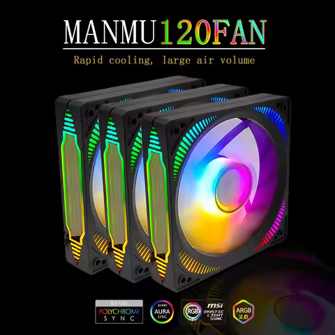 MANMU Rgb Fans For pc Computer Cooling Fan Case Argb 120mm 12V Computer Case Cooling Fan