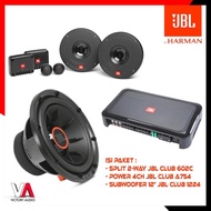 Paket Audio Mobil Full Set Sound System JBL CLUB SERIES 2 - Speaker Split 2-Way Club 602C Power Ampl
