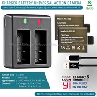 Dual Charger Battery / Baterai PG1050 mAh for Xiaomi Yi Discovery 4k / Sjcam / Brica BPro 5 / Sbox /