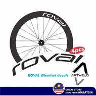 Roval cycling sticker 4 pcs wheelset decals for 40 to 50 mm high profile 700c road bike rims