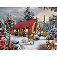 1000 Piece Jigsaw Puzzle for Adults - New Friends - 1000 pc Winter Cabin Jigsaw by Artist Alan Giana