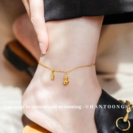 Gelang Kaki Titanium Original 18K Anklet for Woman Lucky Gourd Pendant Jewellery Accessories 腳鏈女不掉色